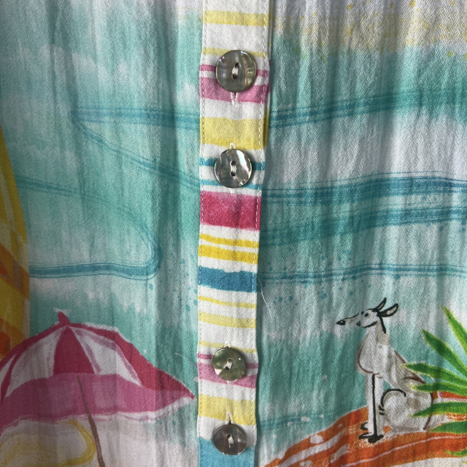 John Mark Women's Top Size 3X Plus Blouse Roll-Up Sleeve Beach Multicolor B17