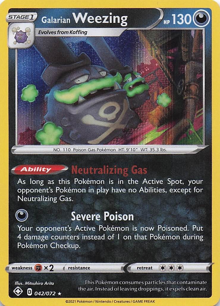 Galarian Weezing Holo Rare Shining Fates 042/072 NM