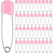 100 Pcs Safety Diaper Pins 2.2 Inch Plastic Head Locking Cloth Nappy Pins