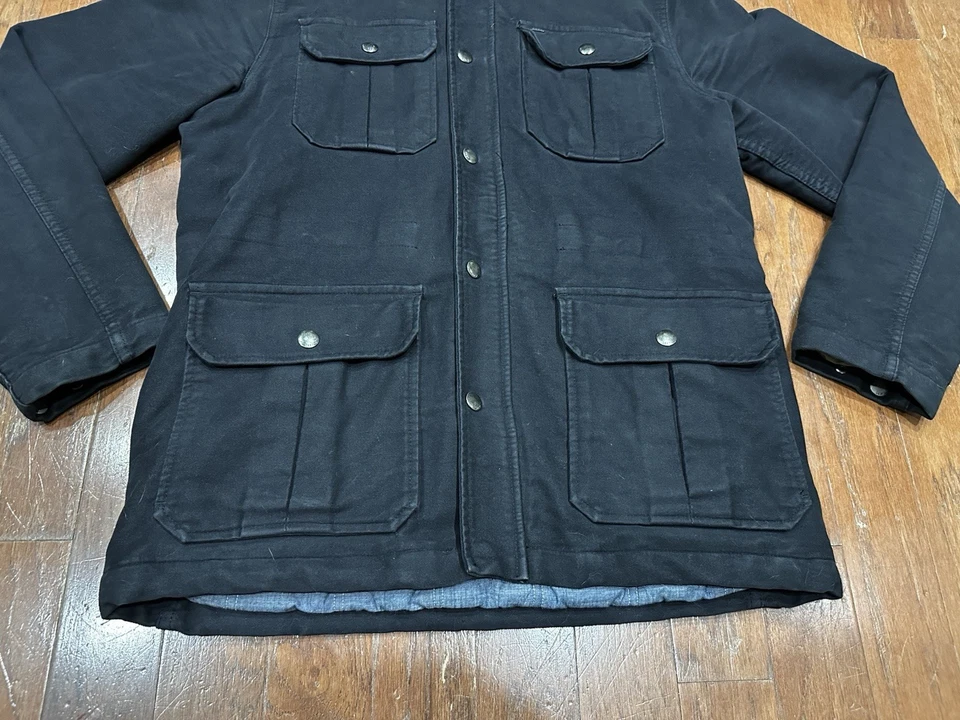 Abrigo Obey Propaganda Para Hombre Grande Azul Forrado con Edredón Tareas de Granero con Capucha Extraíble Foto 2 de 4