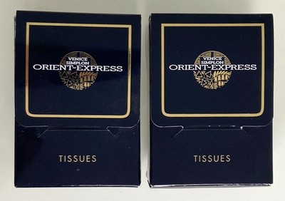 2 x kleine Schachteln Taschentücher in original Orient Express Venedig Simplon Boxen