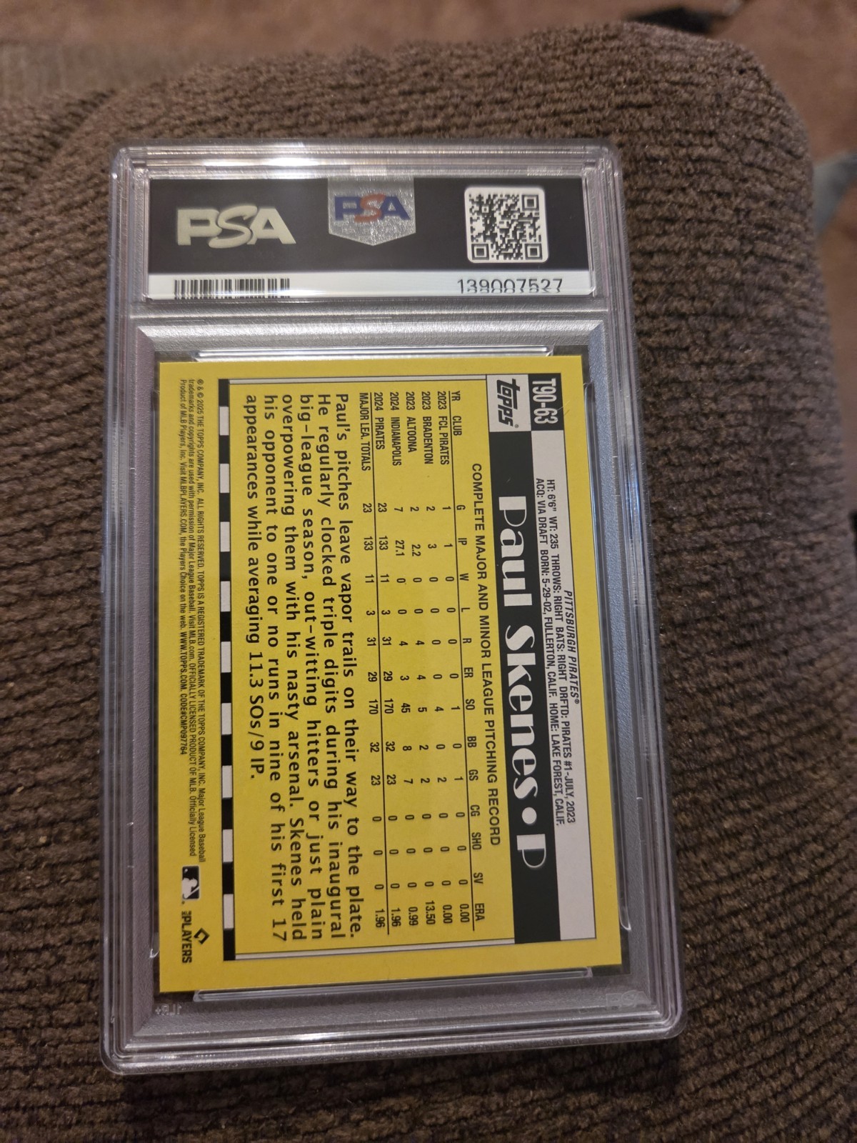 Paul Skenes PSA 10 view 2