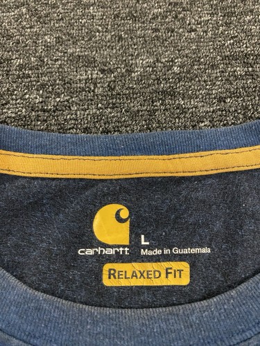 Carhartt Men's T-Shirt Size L Large Relaxed Fit Blue Pocket Tee Workwear Logo - Picture 2 of 13