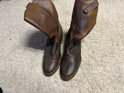 Vintage Red Wing Boots Mens Size 9.5 D Brown Leather Pull On Western Soft Toe