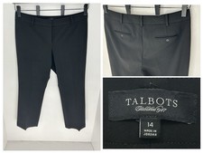 Talbots Black Modern Straight Leg Crop Ankle Pants Size 14 Career Office 37x27.5