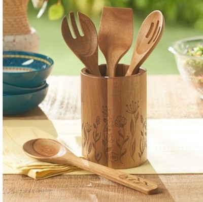 Princess House Wildflower 5-Pc Wooden Tool Set 10105 &10106 for