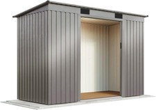 6.6 x 3.9ft Double Door Grey Aluminium Pent Metal Shed
