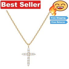 14K Gold Plated Cubic Zirconia Cross Necklace - Elegant Faith Pendant for Women