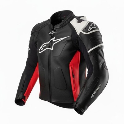 Alpinestar Original Cowhide Leather Racing Jacket, Moto Biker Gear with Hump