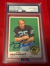 FRED BILETNIKOFF RAIDERS 1969 TOPPS SB MVP SIGNED FOOTBALL AUTO PSA AUTHENTIC