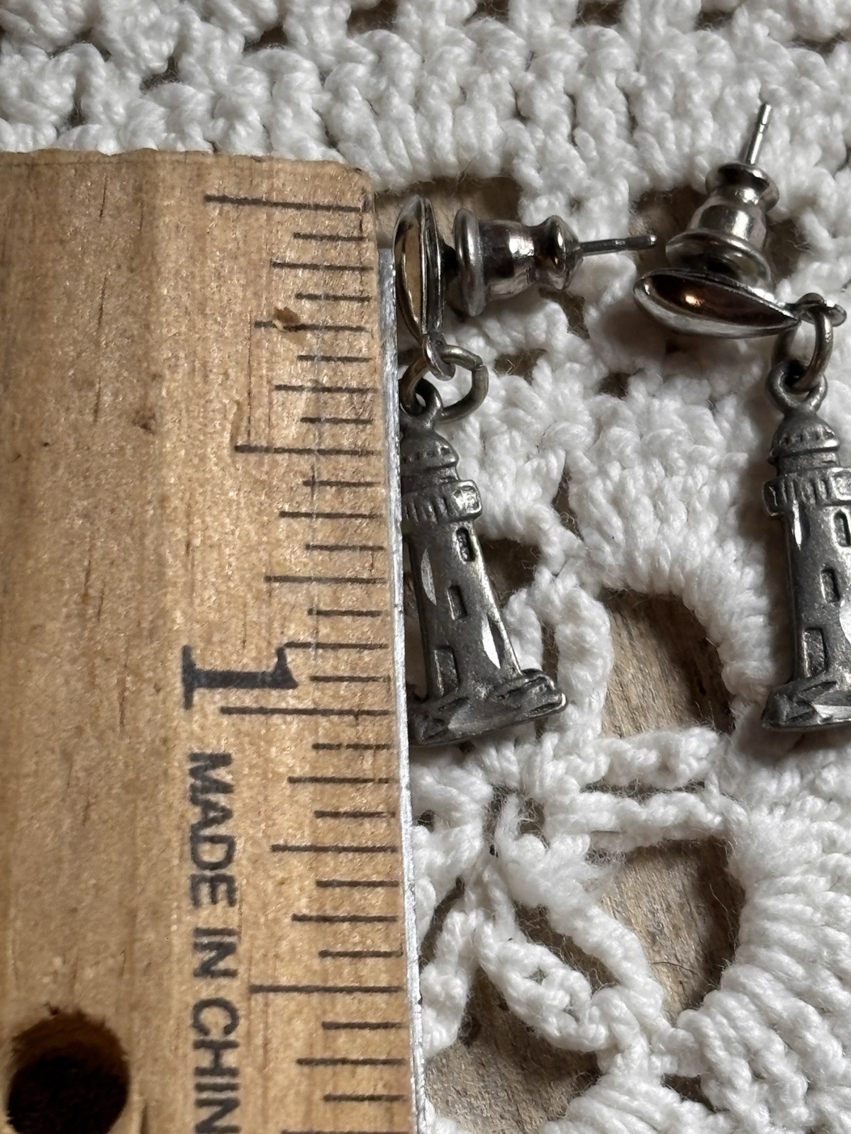 Pewter Lighthouse Dangle Post Earrings - image 5