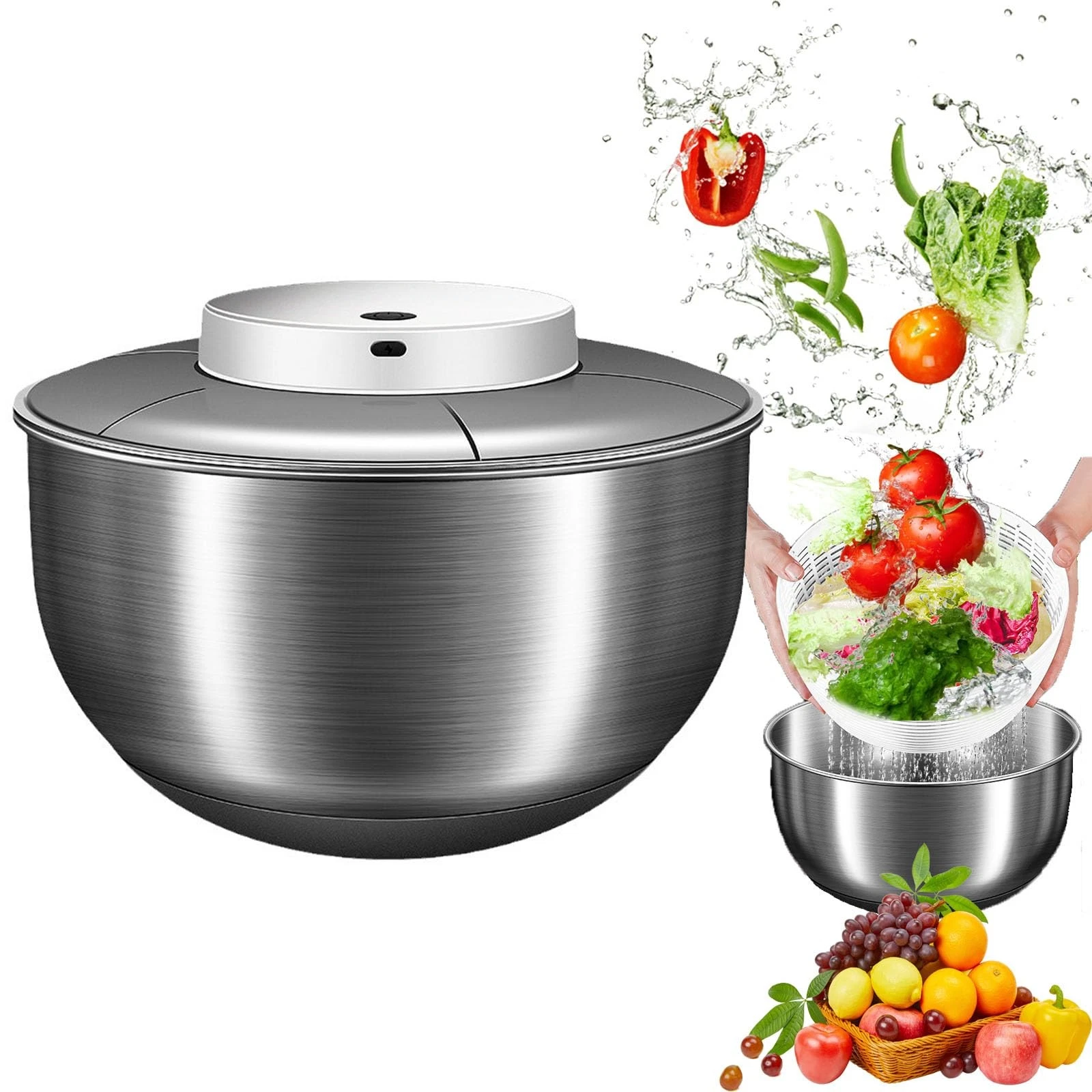 Electric Salad Spinner, 4.8L Large Capacity Lettuce Spinner Stainless Steel S...
Opens in a new wind