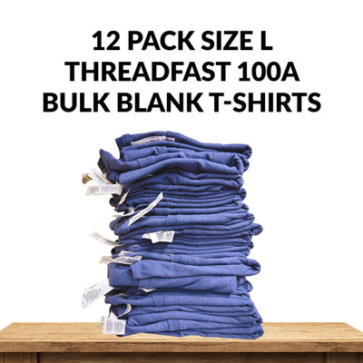 12 Pack Threadfast 100A Large Blank T-Shirt Soft Premium Bulk Lot