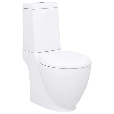 vidaXL WC Keramik-Toilette Badezimmer Rund Senkrechter Abgang Weiß 