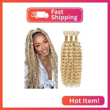  613 Blonde Human Braiding Hair Deep Wave Bulk 24 24 24 Inch Honey Blonde Deep W