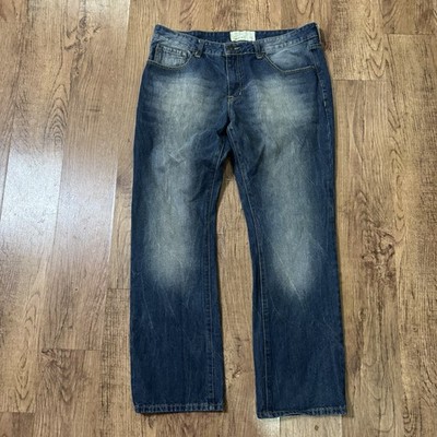 Vintage Ecko Unltd Jeans Mens 36x30 Blue Denim Y2K Baggy Loose Grunge Faded