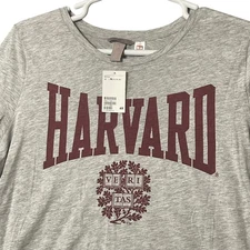Harvard University Graphic T Shirt Womens Plus Size XL Gray H M Stretch
