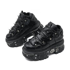 Gothic Ankle Rock Boots Unisex Metal Platform Sneakers Punk Style Walking Shoes