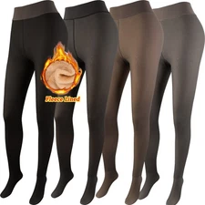 Women Fleece Lined Thermal Pantyhose High Waist Tights Stockings Winter Warm