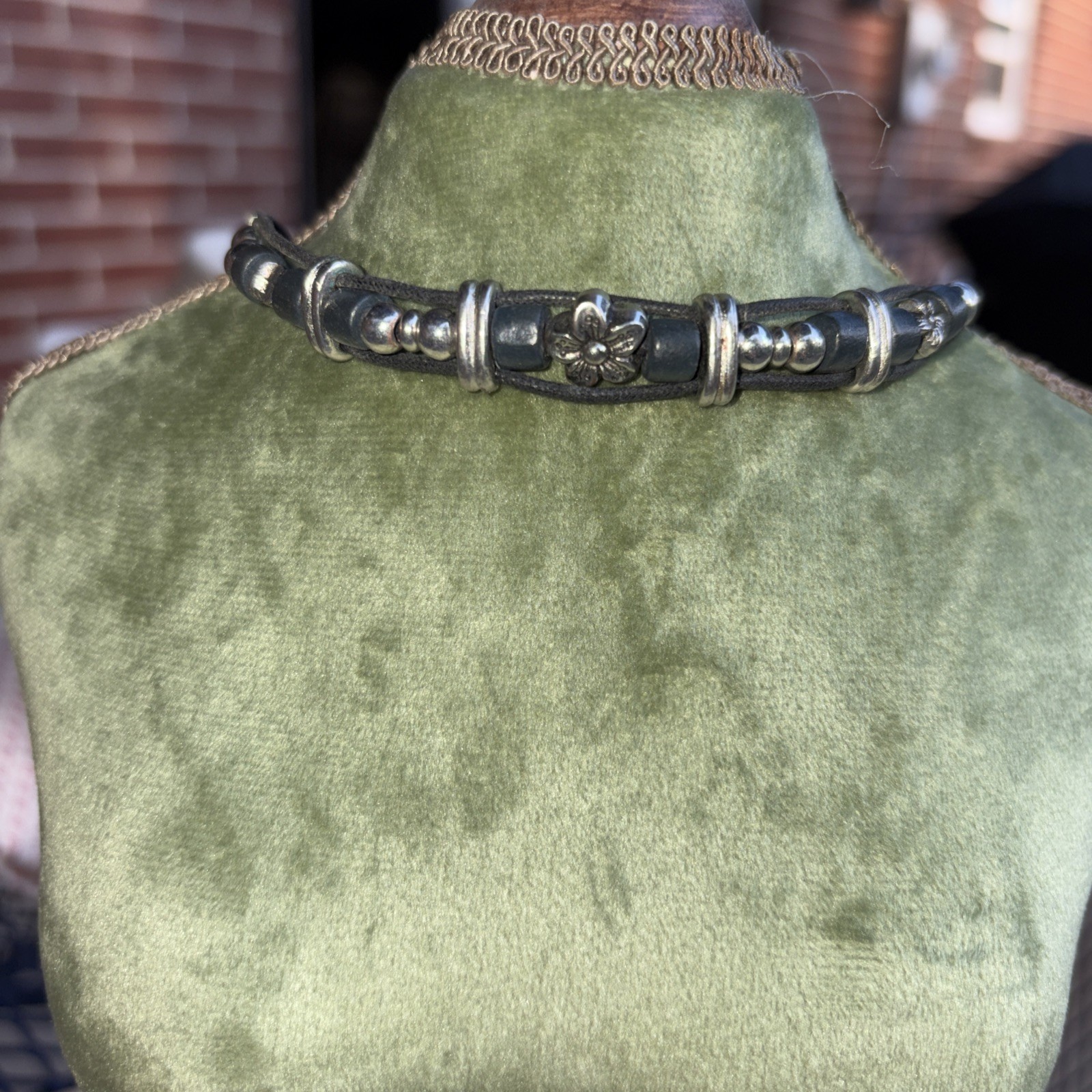 Vintage  Panama Jack Black, Silver Butterfly Boho Necklace Choker