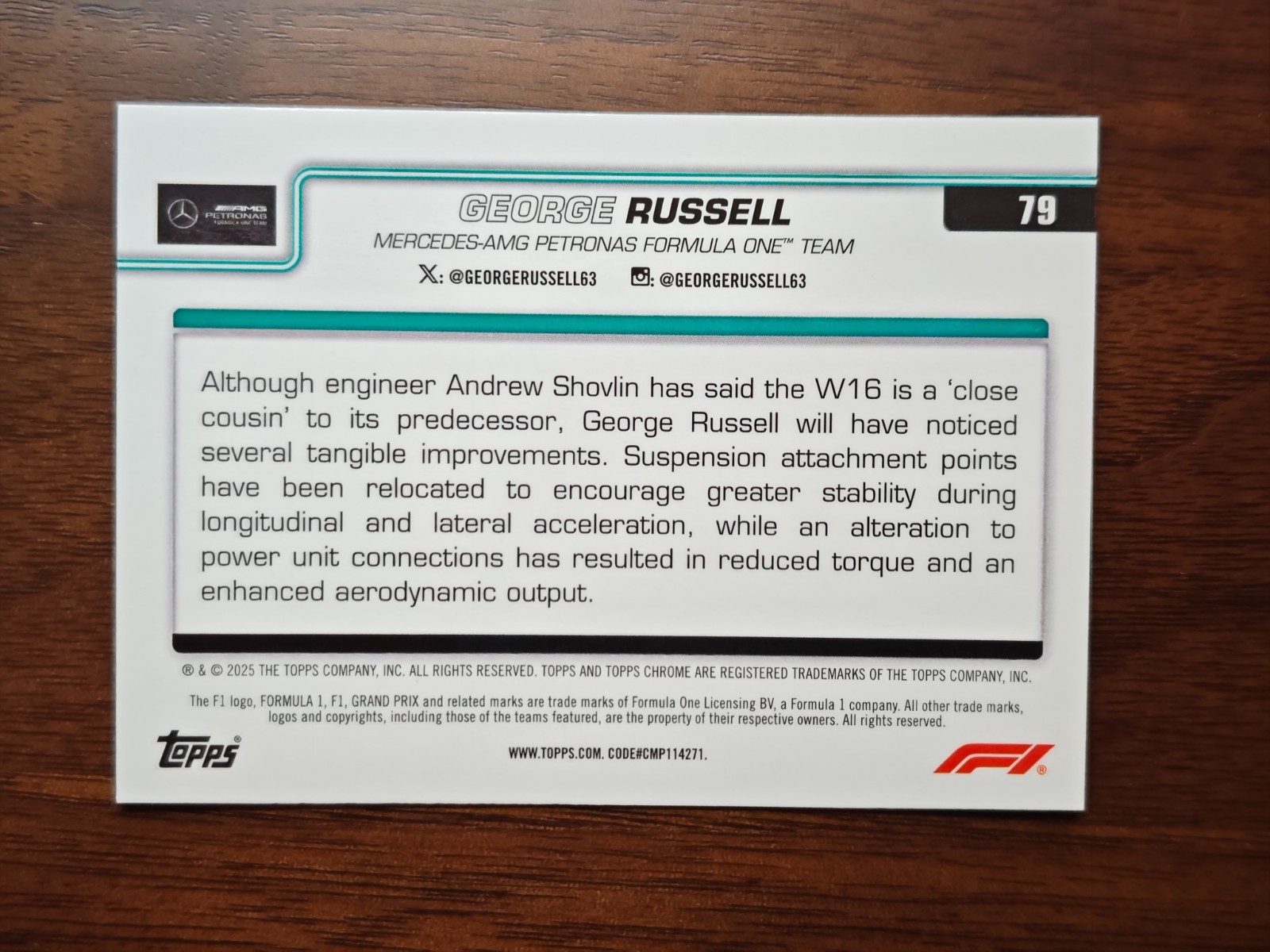 2025 Topps Chrome Formula 1 F1 George Russell Green Refractor 13/99 view 2