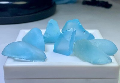 50CT/5-7 Piece Approx / Facet Rough Grade Swiss A+NATURAL Blue Topaz From Brazil