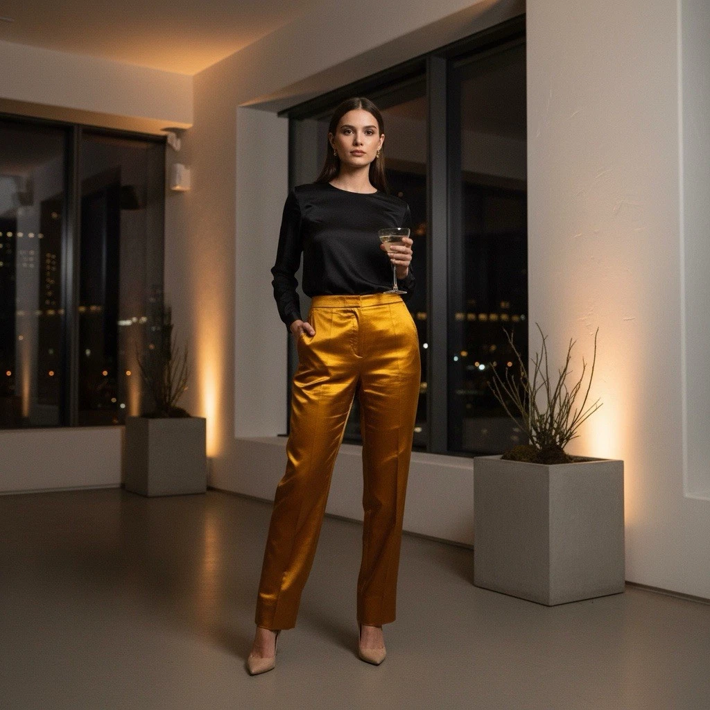 Dolce Gabbana — Dolce & Gabbana Gold Satin Cigarette Pants IT40 US6 Tapered Metallic Runway NWOT