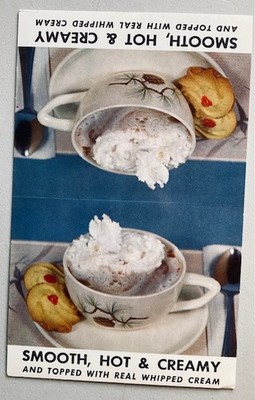 Vintage Fount-Wip Real Whipped Cream Advertising postcard 1960s Cafe Latte