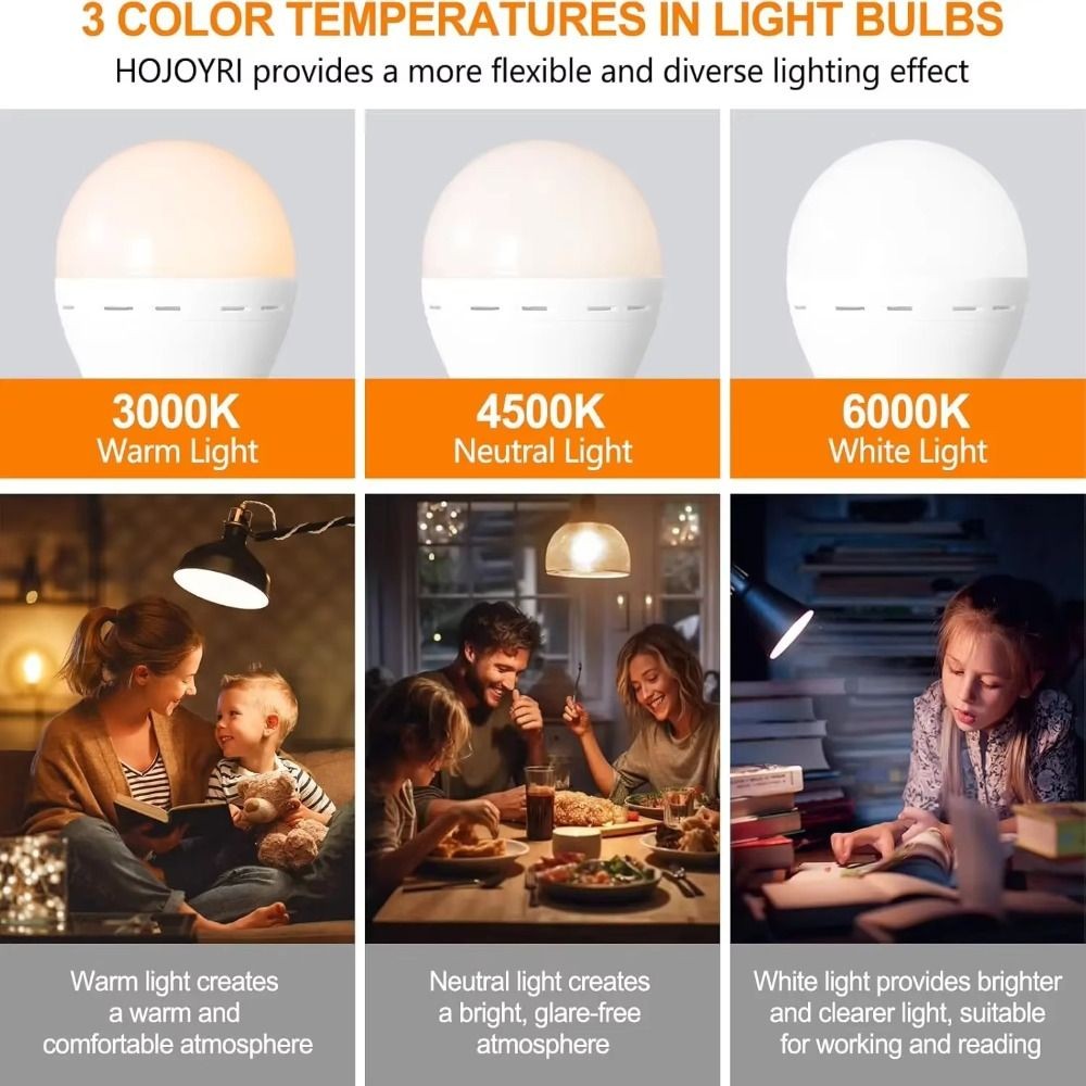 3 Color Remote Rechargeable Light Bulb Smart E27 Bulbs Portable USB Led Bulb — image 9