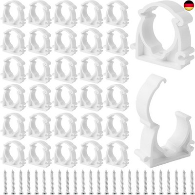 50 Stück Klemmschelle M25, Rohrschellen 25 mm, Weiß PPR Rohrclips S