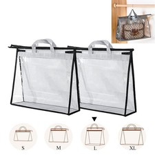 2 Pcs Dust Bags for Handbags Clear Purse Storage Hanging Bag Protector, Large