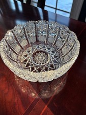 VINTAGE BOHEMIAN CZECH QUEENS LACE CRYSTAL CUT GLASS ROUND BOWL 6" DIAMETER
