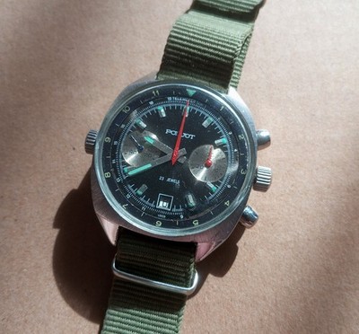 Russian Poljot men's chronograph watch, 3133, 23J, manual