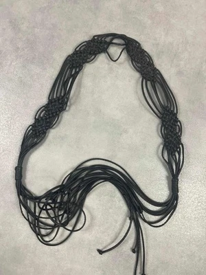 Ceinture cuir tressé vintage noir - Photo 1/4