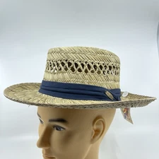 Panama Jack Original Straw Fedora Hat Natural Beach Cruise Fishing Golf Size S/M