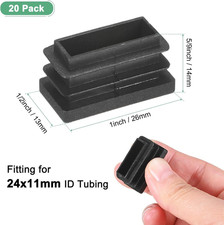 20-Pack Tubing End Caps, 1 X 1/2 Inch Plastic Rectangle Hole Plugs Inserts fo...
