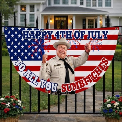 Smokey and the Bandit Sheriff Buford Justice Funny Patriotic Fan Flag Decor