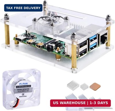 GeeekPi Acrylic Case for Raspberry Pi 4 Model B & Raspberry pi 3 Model B+, Pi Ca
