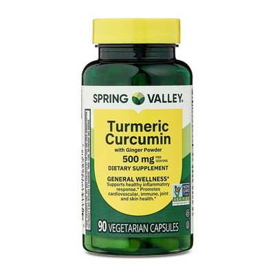 Spring Valley Turmeric Curcumin with Ginger 500mg 90 Ct Vegetarian Capsules