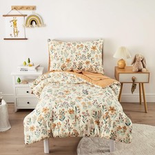- Floral Toddler Bedding Set for Girls, Cute Colorful Botanical Flowers, 4 Pi...