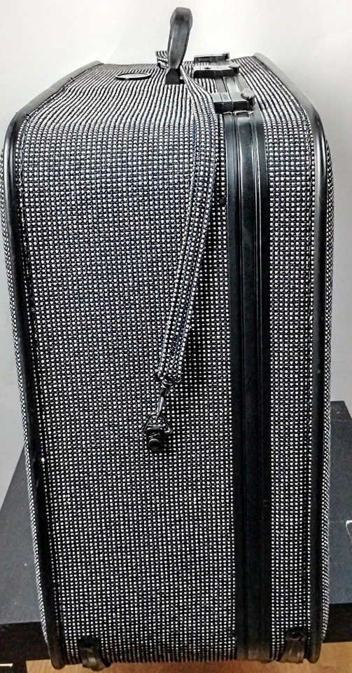 Mala de tweed vintage Skyway com rodas preta branca 30" bagagem com trava combinada - Imagem 2 de 4