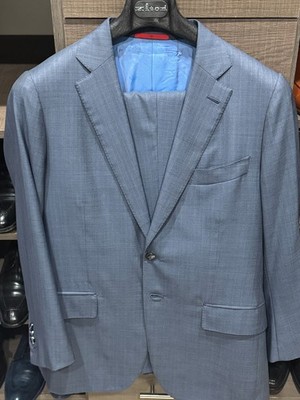 $7,795 ISAIA Super 150's Men s 42R US 52R EU Light Sky Blue 2 Button