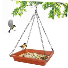 Large Hanging Bird Feeder Tray, Platform Spacious Birds Feeder with 10 inch Red