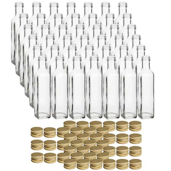 42 X Glasflasche 250 Ml Maraska Mit Deckel Gold - Flasche 0,25L FüR LiköR, ÖL-image