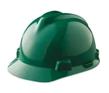 MSA Green V Gard ANSI OSHA Construction Safety Hard Hat 4 Pt. Ratchet Suspension