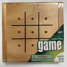 Tic Tac Toe Wooden Game 10 Peg Puzzle Brain Teaser 36897 Ages 6 up Travel
