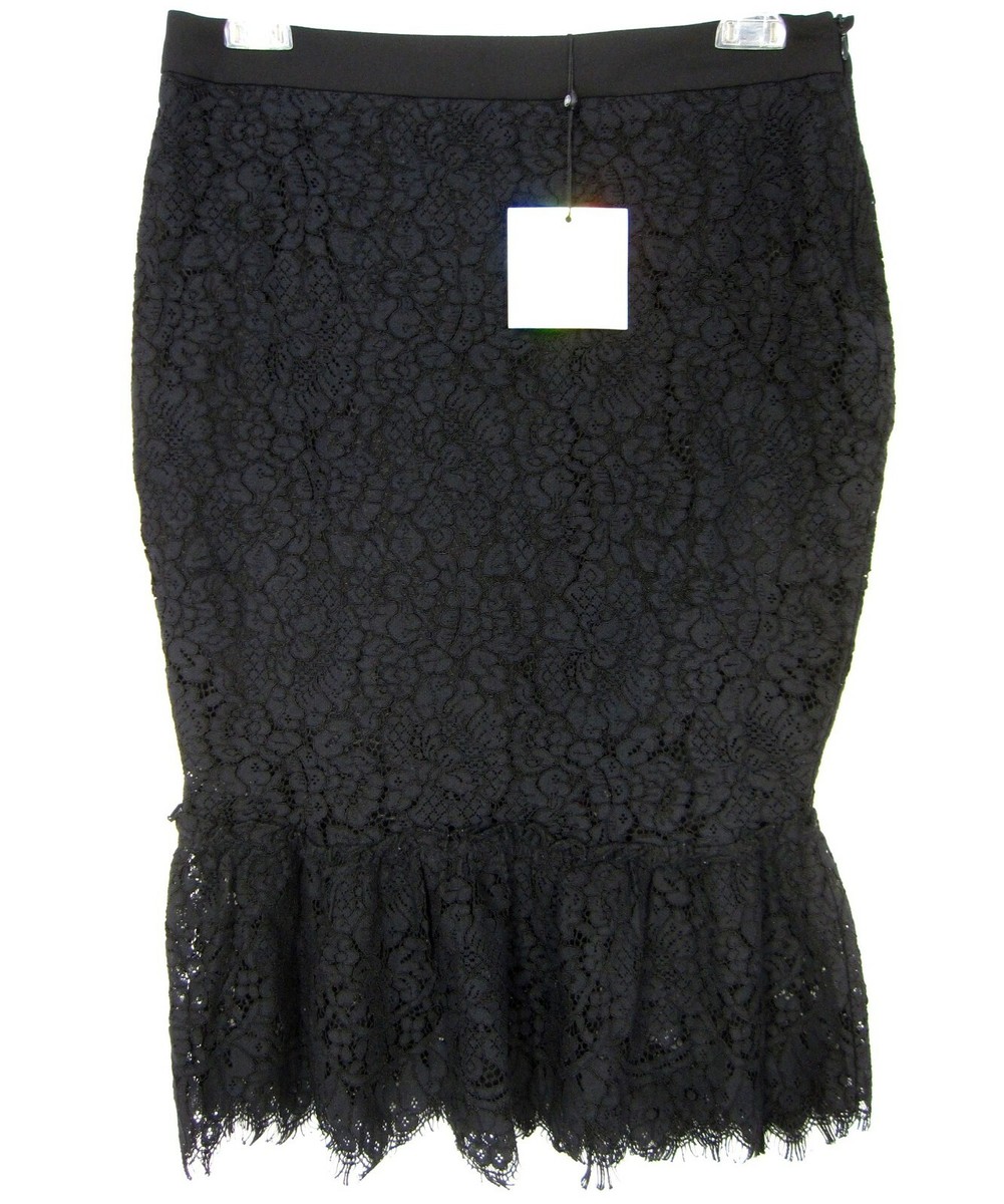 MISSGUIDED NWT Lace Ruffled HEM PENCIL SKIRT SIZE SOLID Black