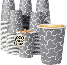 240 Pack 12 Oz Disposable Paper Coffee Cups for Hot and Cold Beverages