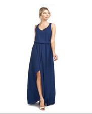 Show Me Your Mumu Navy Blue Kendall Maxi Chiffon Dress Women’s Size Small