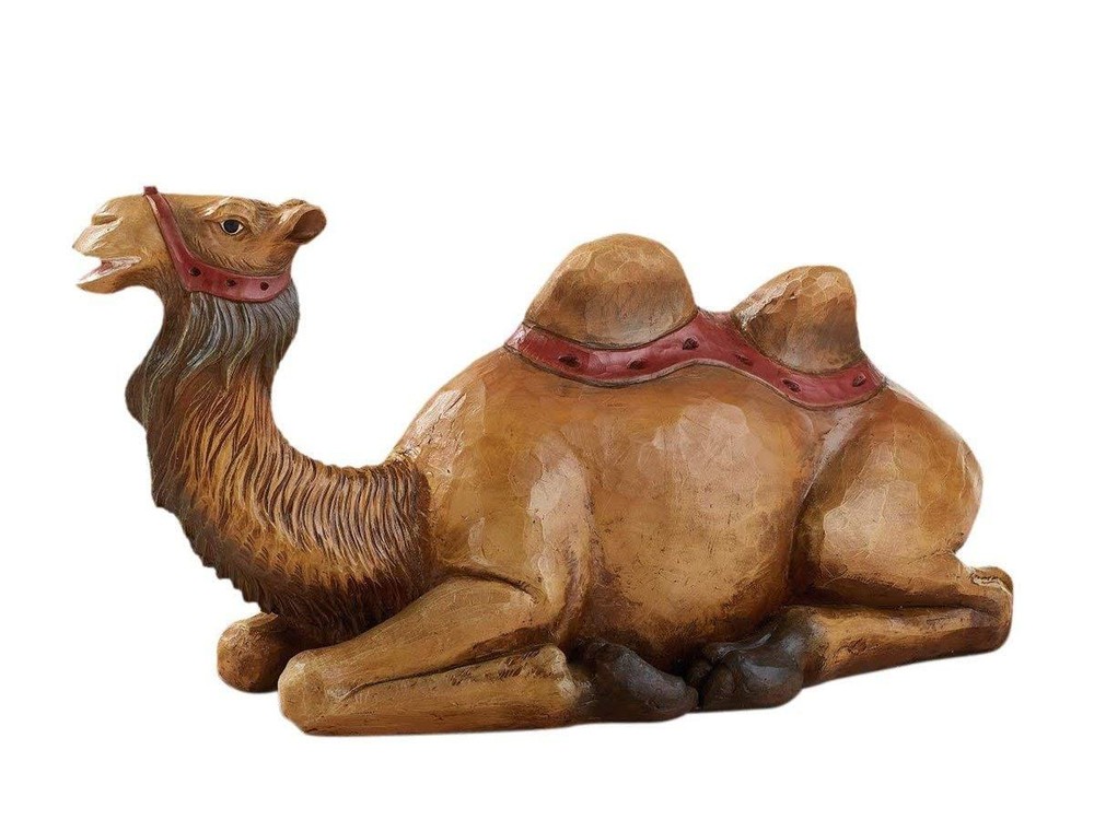 Val Gardena Hand Painted Resin Nativity Statue Set and Figurines (Camel),13 Inch